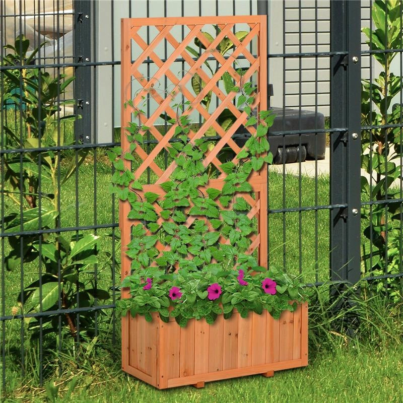 FIORIERA DA ESTERNO IN LEGNO CON SPALLIERA A GRIGLIA PER RAMPICANTI 72.5L X 31.5P X 149.5A CM IN LEGNO