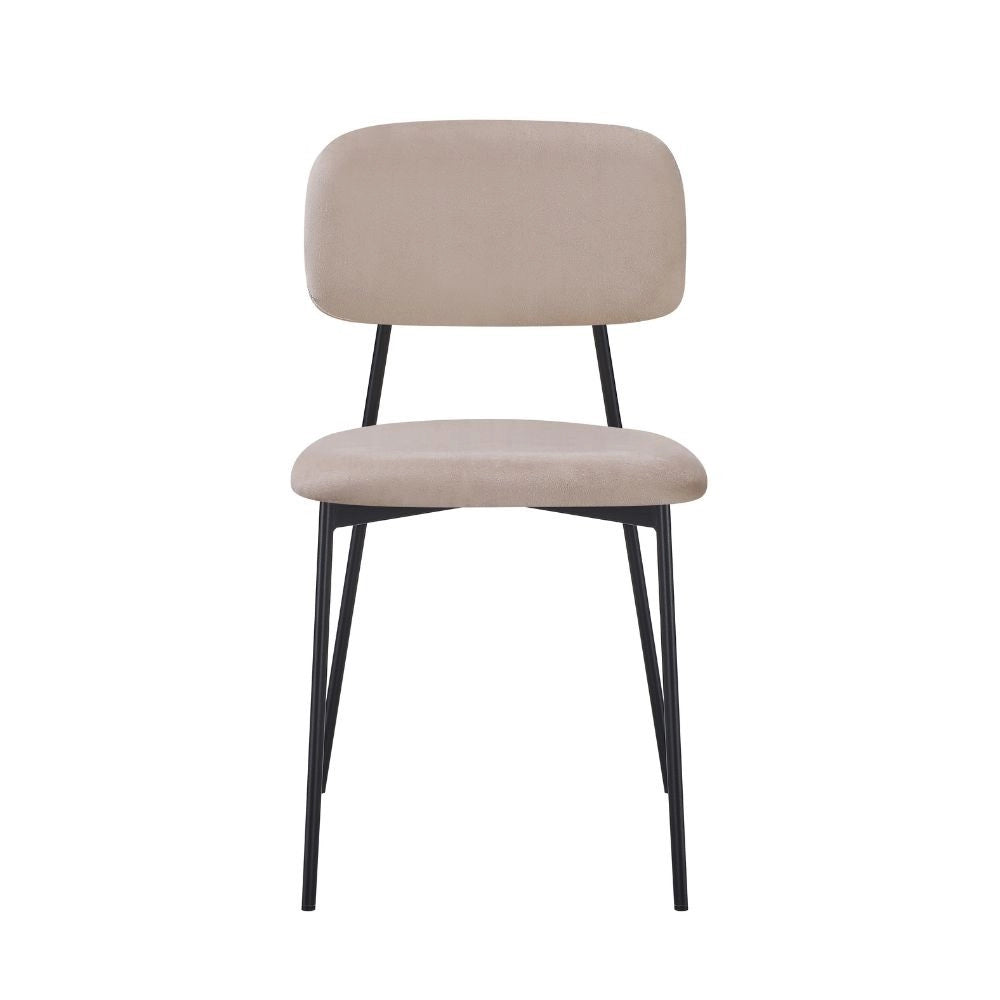 Set 4 Sedie Shen in vellutino taupè e gambe in metallo nero 44x49x78H
