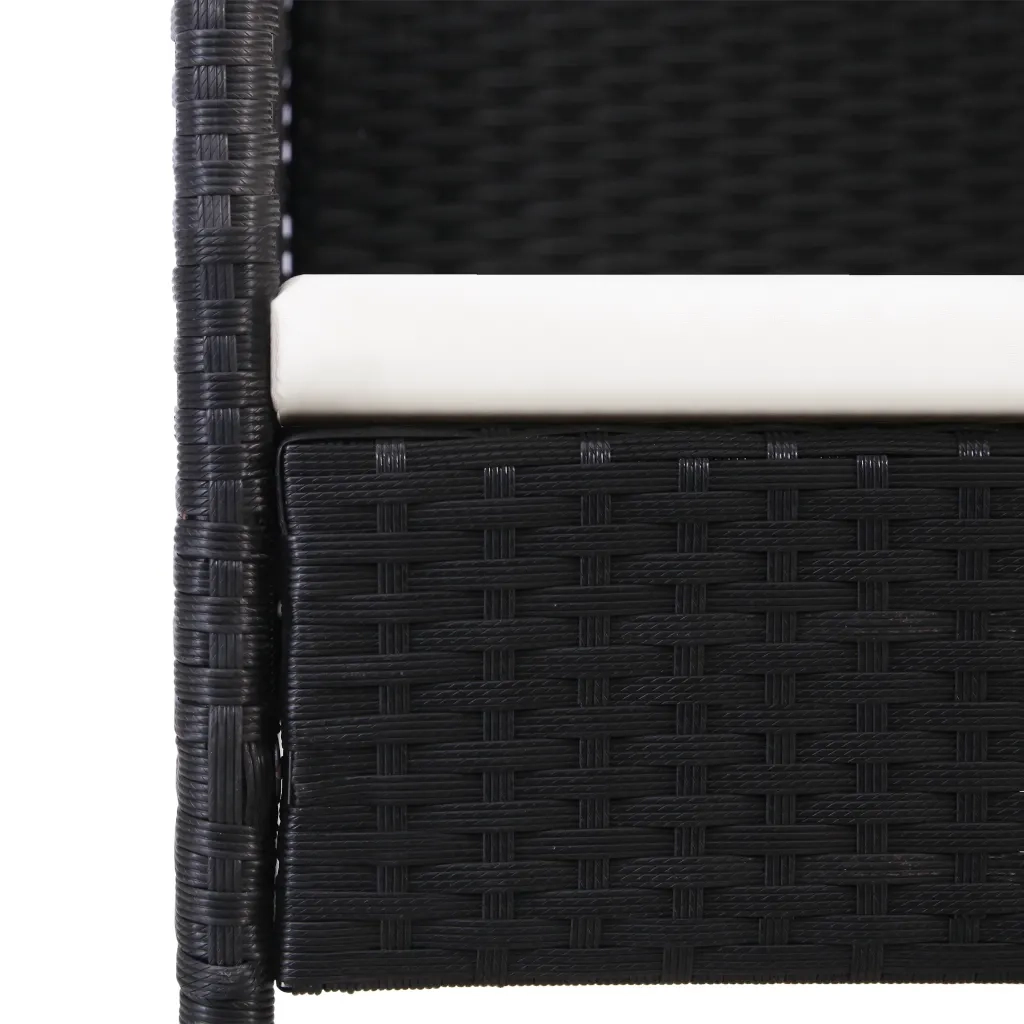 Set da Pranzo da Giardino 9 pz Nero in Polyrattan e Acciaio
