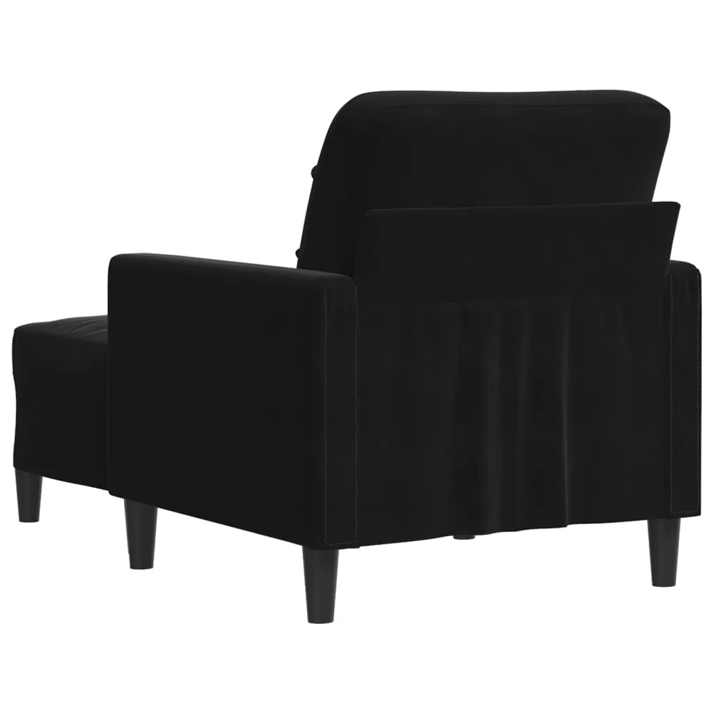Poltrona con Poggiapiedi Nero 60 cm in Velluto