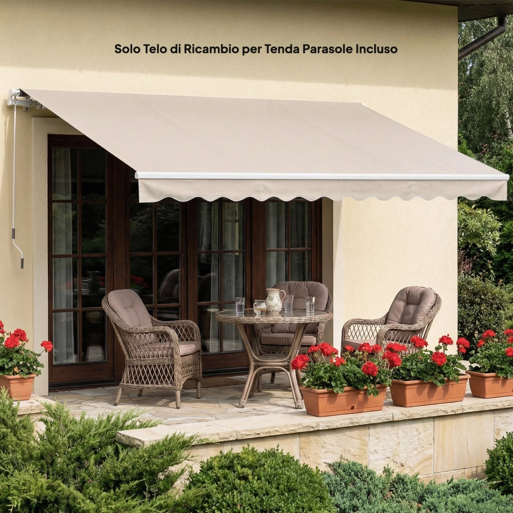 Telo di Ricambio per Tenda Parasole Retrattile 337x250 cm in Poliestere UV 50+ Crema