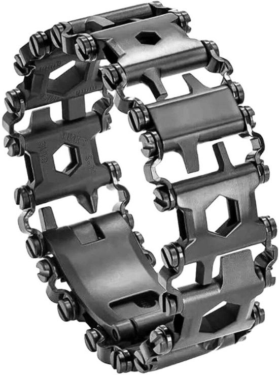 Armband Multifunzionale Esterno – 29-in-1 Cintura in Acciaio Inossidabile Con Chiave a Sbarra, Apripistoni, Apri bottiglie e Chiave inglese – Portatile e Pratico