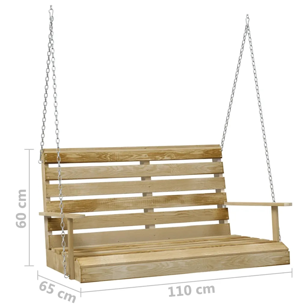 Panchina a Dondolo 110 cm in Legno di Pino Impregnato 318397