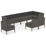 Set di mobili da giardino per esterni 9 pezzi con cuscini resina intrecciata grigia 02_0018086