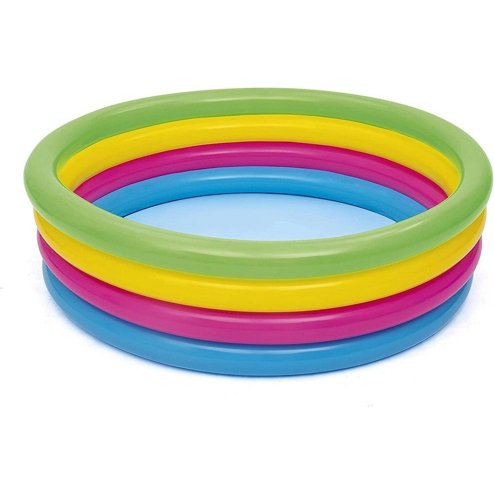Trade Shop - Piscina Gonfiabile Arcobaleno Per Bambini A 4 Anelli Colorati 157 X 46 Cm 51117 -