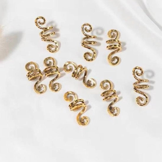 Accessori per capelli vichinghi a spirale - 18 pezzi - Decorazione metallica - Argento/Oro - Duraturo - Accessori capelli vichinghi
