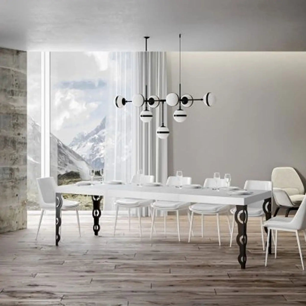 Tavolo allungabile 160/420x90 cm Karamay Premium colore bianco frassino gambe antracite