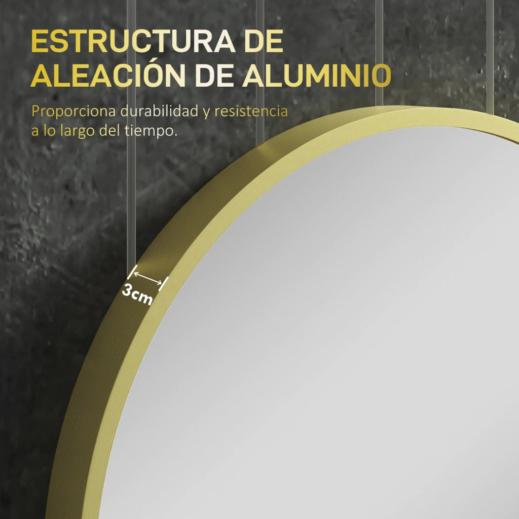 Specchio da Bagno Ovale con Cornice Alluminio ¨C zephmum ¨C Dorato 60x90 cm