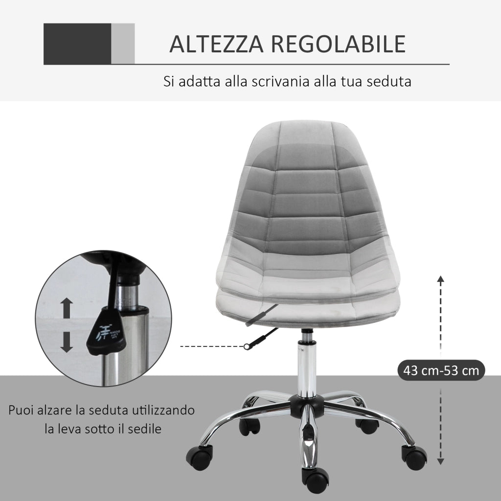 Sedia Girevole ¨C Zephmum ¨C Grigio, Tessuto, 59x59x81-91cm