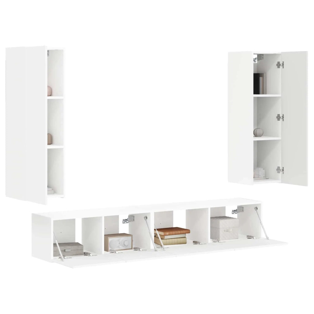 Set mobile TV Montaggio a parete 3 pcs Bianco Legno multistrato 3408979