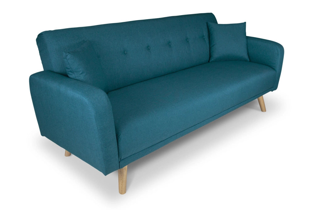 Divano letto clic clac in tessuto blu petrolio, divano 3 posti - Henry - DL-HE27FBC