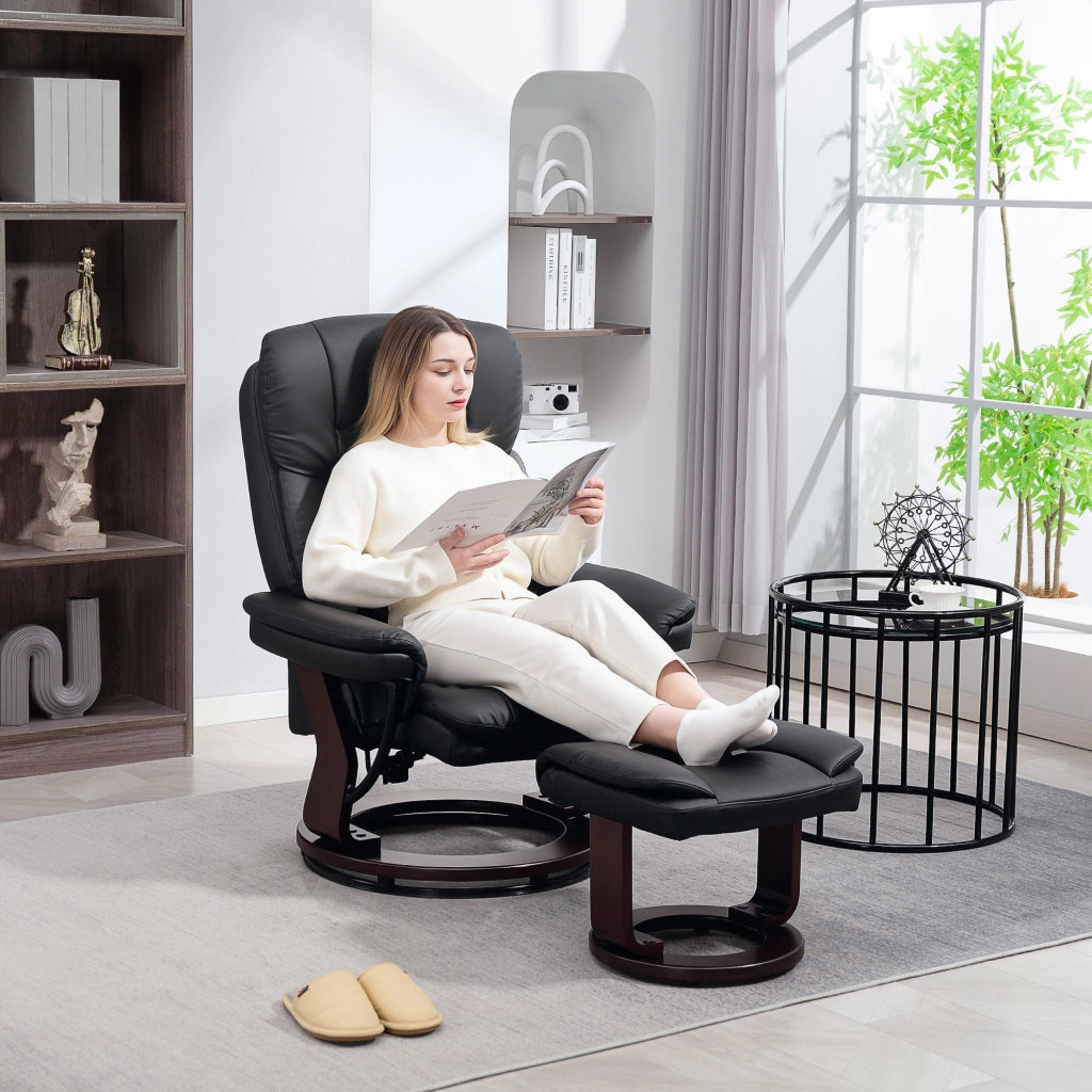 Poltrona Relax Reclinabile con Poggiapiedi ¨C Zephmum ¨C Nero, Similpelle