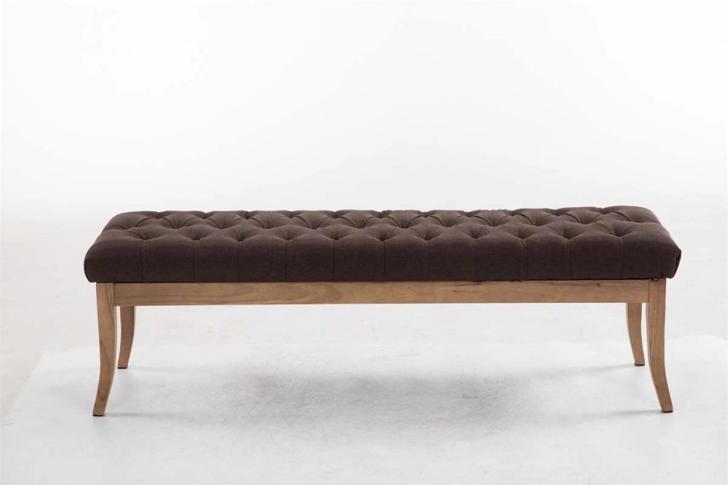 Panca design RAMSES in legno chiaro antico tessuto marrone,150 cm
