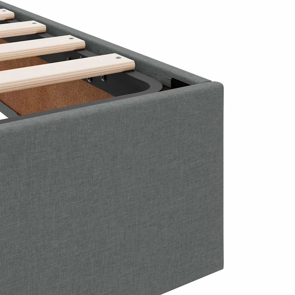 Letto con Contenitore Grigio Scuro 135 x 190 cm Tessuto 3370047