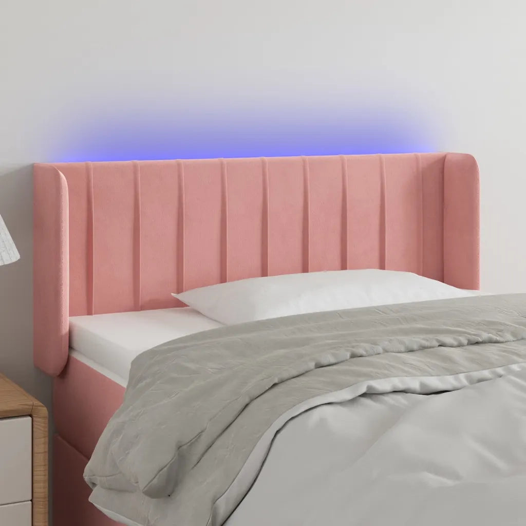 Testiera a LED-Testata con LED Rosa 93x16x78/88 cm in Velluto 674077
