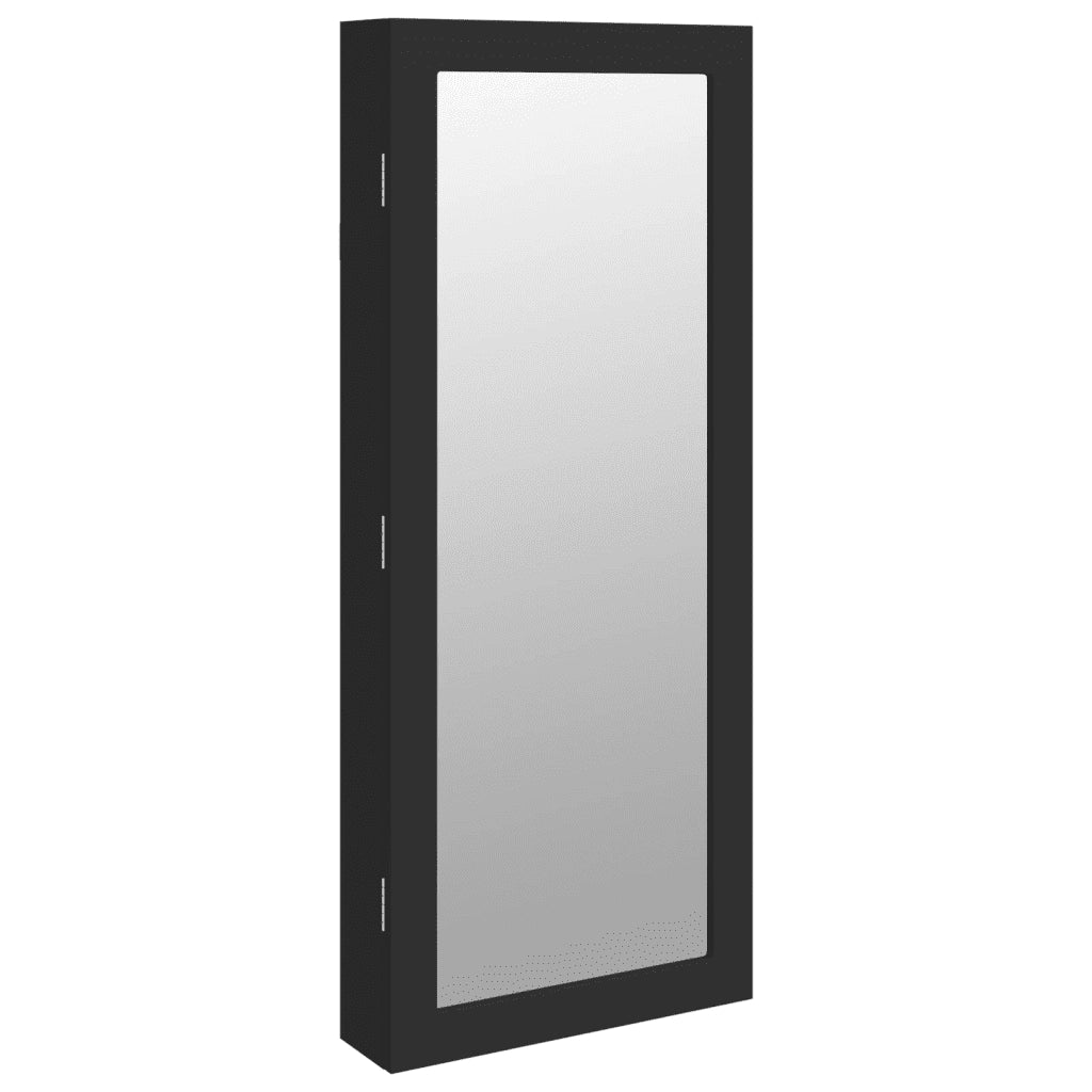 Armadio Portagioie a Specchio con Luci LED a Parete Nero CFW6617518