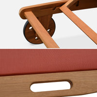 Set di 2 lettini multiposizione in legno con rotelle, terracotta