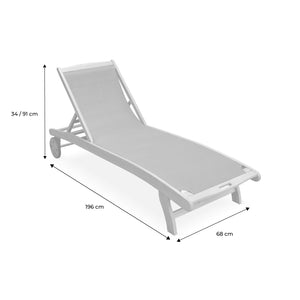 Set di 2 lettini multiposizione in legno con rotelle, bianco