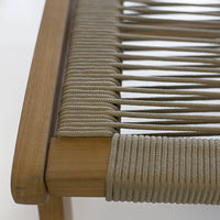 Set di 2 sedie da giardino in legno e corda con poggiapiedi, beige