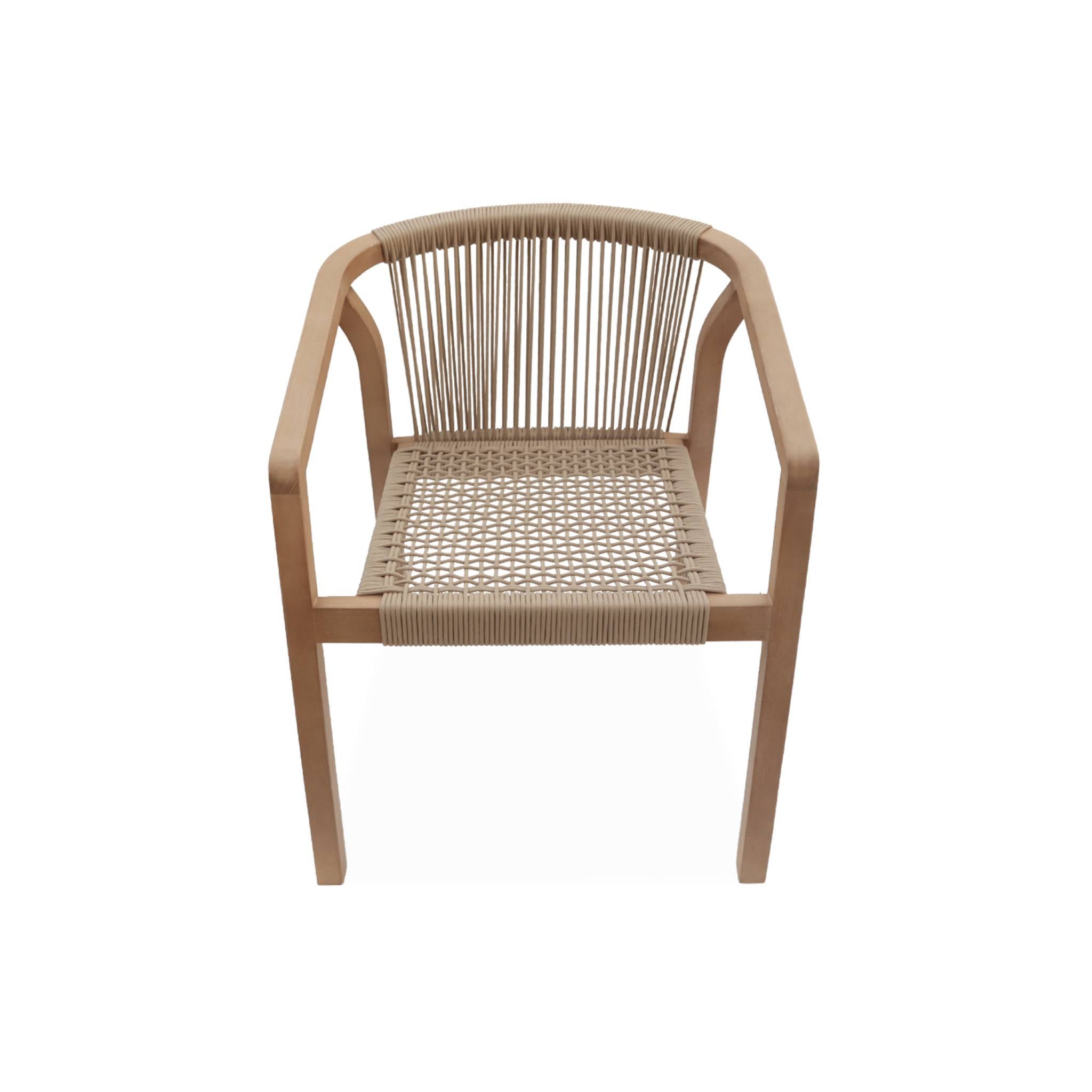 Set di 2 sedie da giardino in legno e corda, impilabili