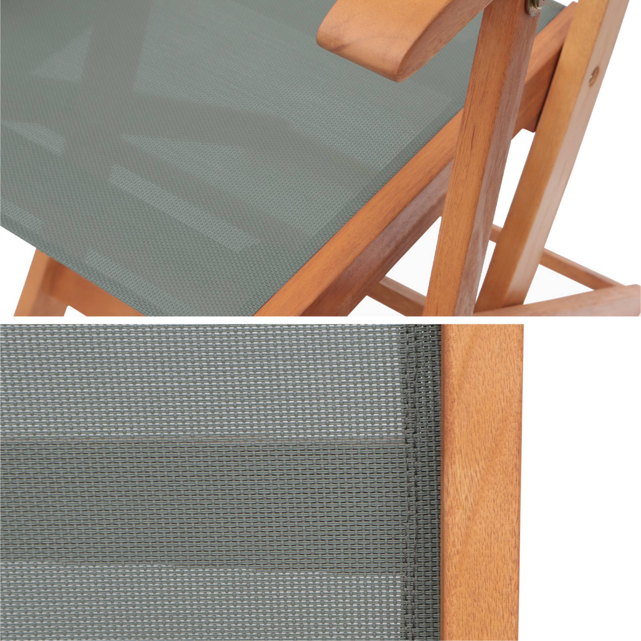 Set di 2 sedie da giardino pieghevoli in legno di eucalipto, verde