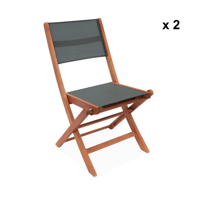 Set di 2 sedie da giardino pieghevoli in legno, verde kaki