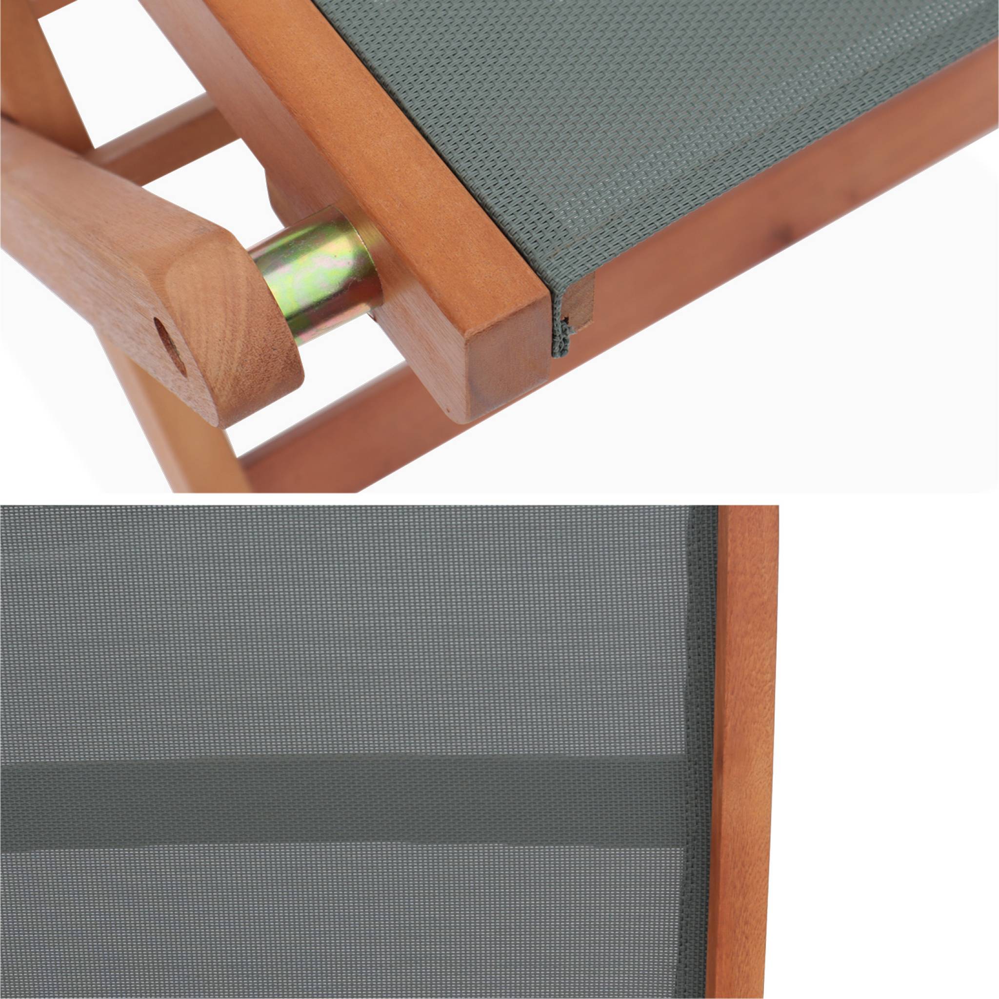 Set di 2 sedie da giardino pieghevoli in legno, verde kaki