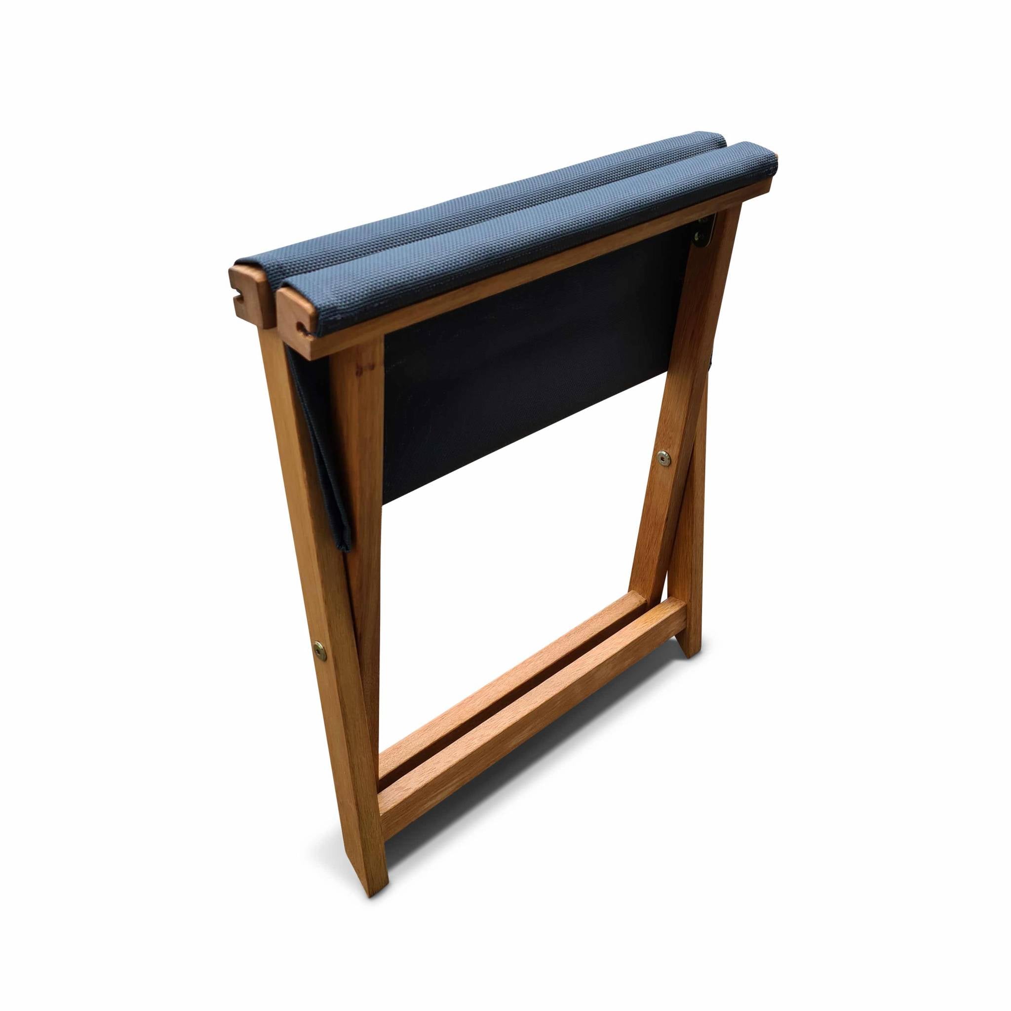 Set di 2 lettino e poggiapiedi in legno di eucalipto, antracite