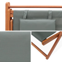 Set di 2 sedie sdraio in legno con cusino poggiatesta, verde kaki