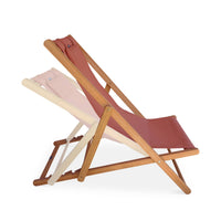 Set di 2 sedie sdraio in legno con cusino poggiatesta, terracotta