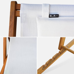 Set di 2 sedie sdraio in legno con cusino poggiatesta, bianco