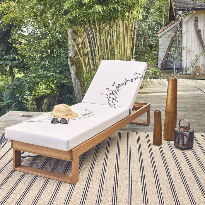 Lettino prendola in legno di eucalipto, multi posizione, beige