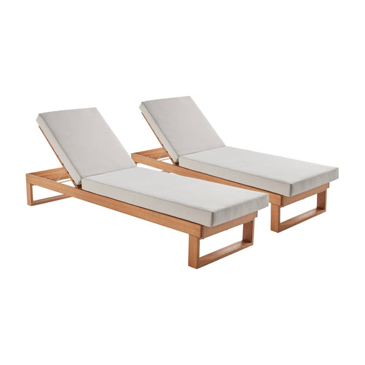 Set di 2 sdraio di legno di eucalipto multiposizione, beige
