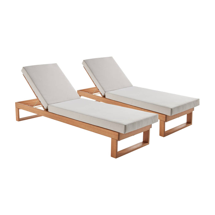 Set di 2 sdraio di legno di eucalipto multiposizione, beige