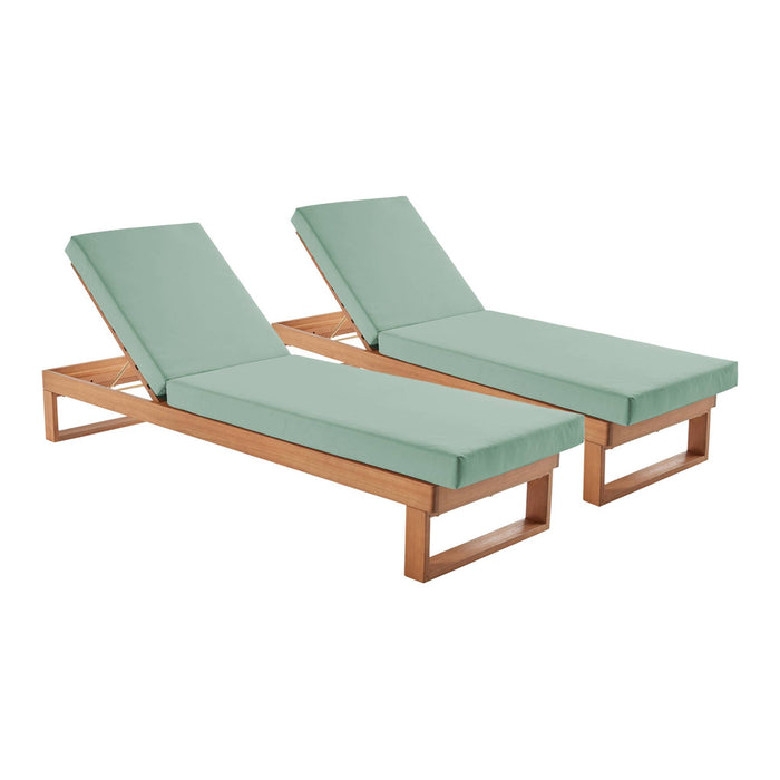 Set di 2 sdraio di legno di eucalipto multiposizione, verde grigio