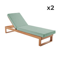 Set di 2 sdraio di legno di eucalipto multiposizione, verde grigio
