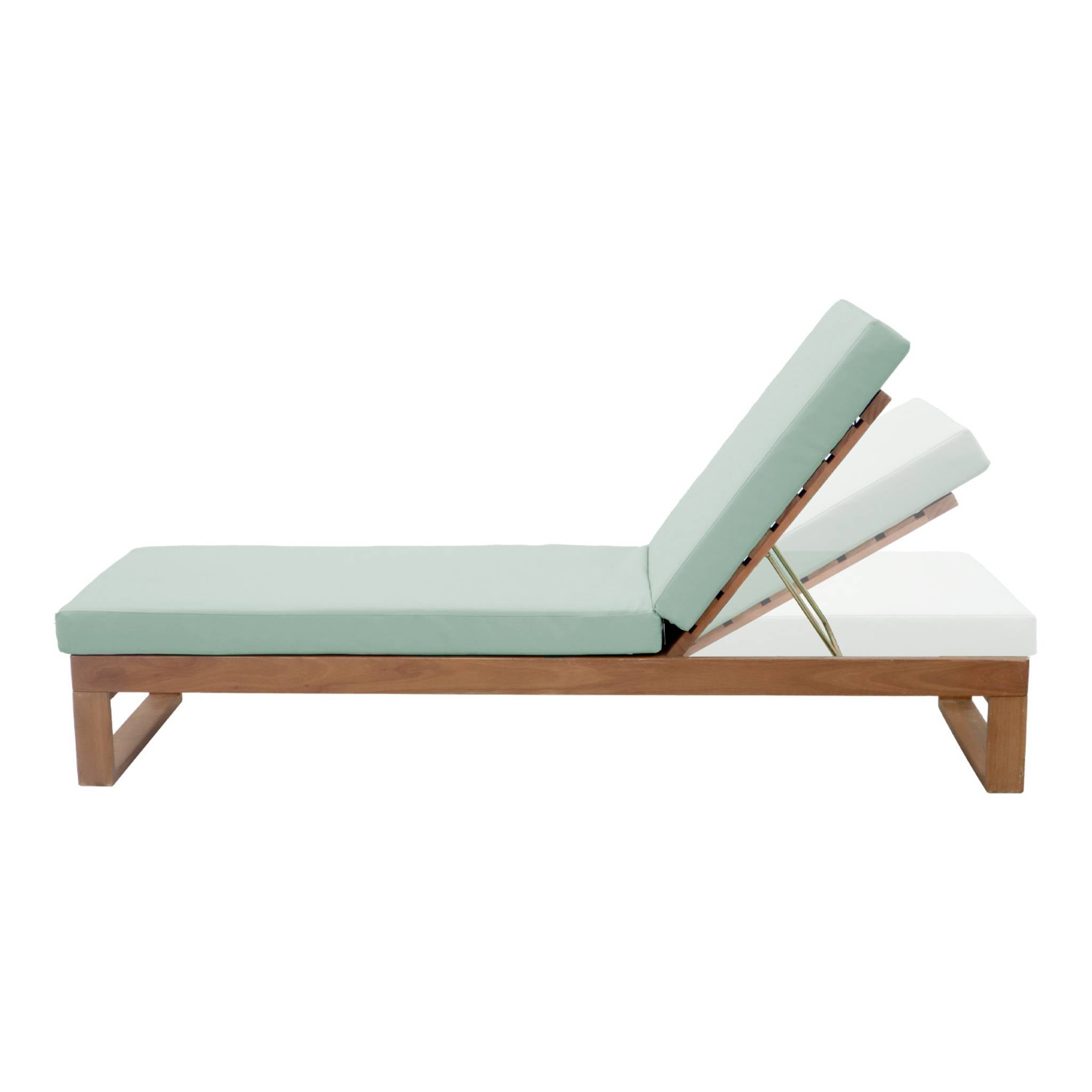 Set di 2 sdraio di legno di eucalipto multiposizione, verde grigio