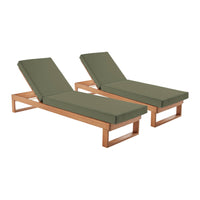 Set di 2 sdraio di legno di eucalipto multiposizione, verde kaki