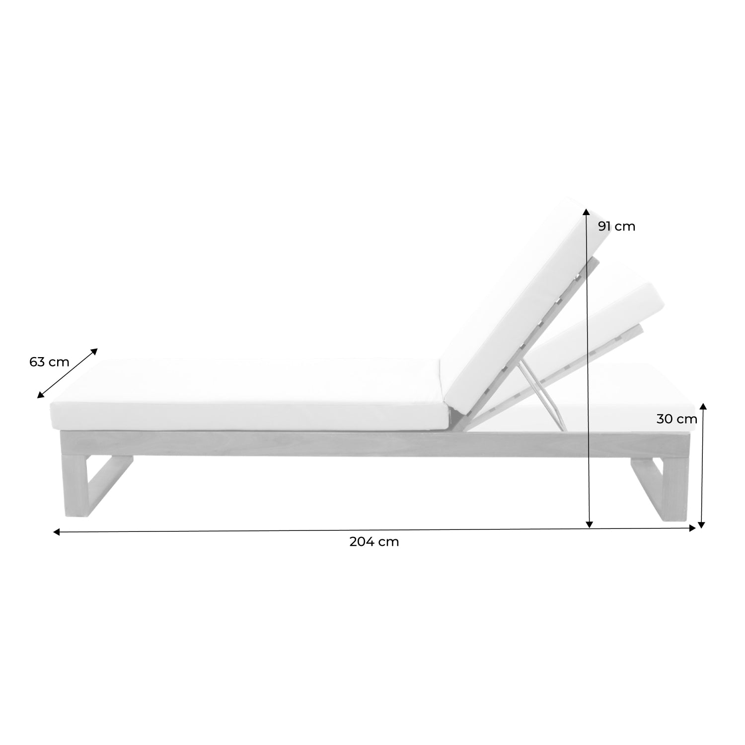 Set di 2 sdraio di legno di eucalipto multiposizione, verde kaki