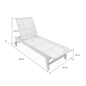 Set di 2 lettini reclinabile in legno e resina, marrone naturale