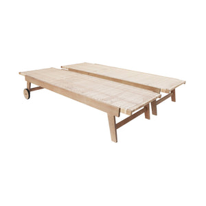 Set di 2 lettini reclinabile in legno e resina, marrone naturale