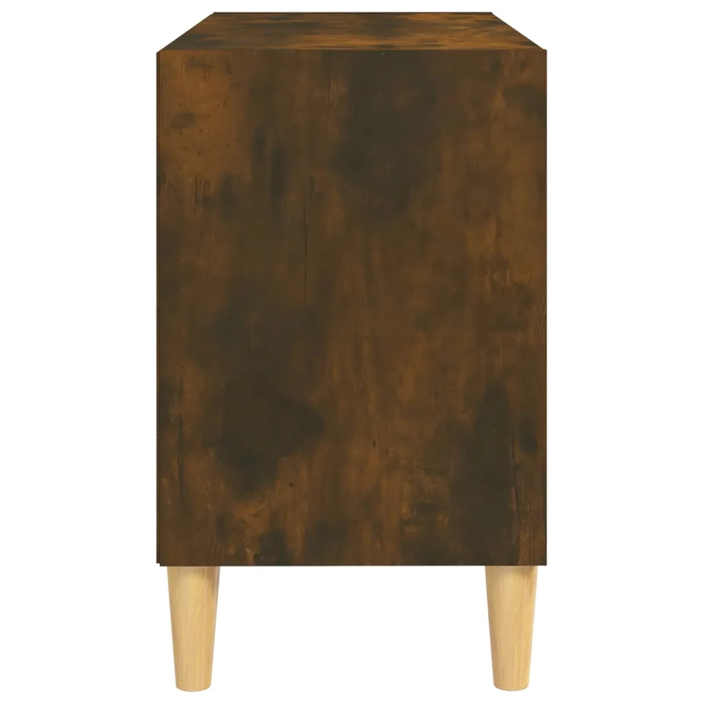 Mobile TV | Armadietto TV | Mobile Porta TV con Gambe in Legno Massello Rovere Fumo 69,5x30x50 cm