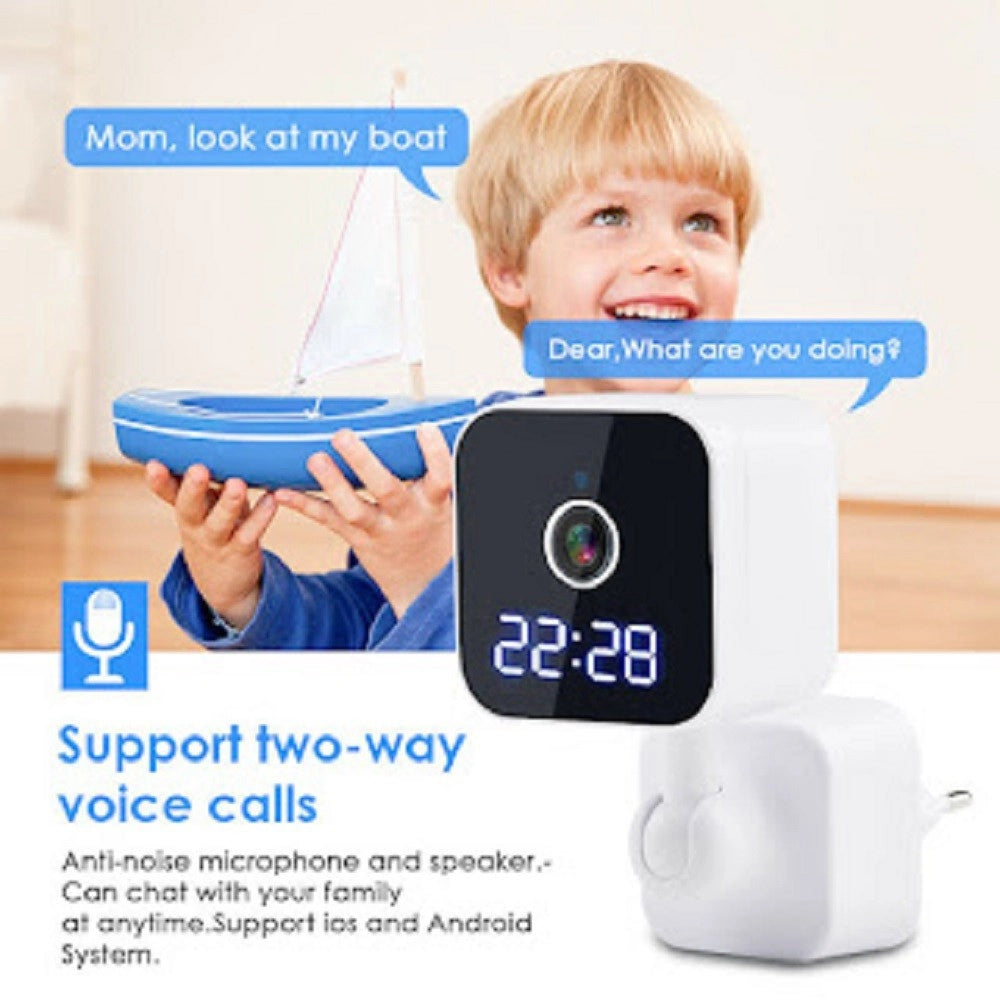 Trade Shop - Fotocamera Hd 1080p Wifi Sicurezza Ip Home Cam Visione Notturna Orologio Q-sx909 -