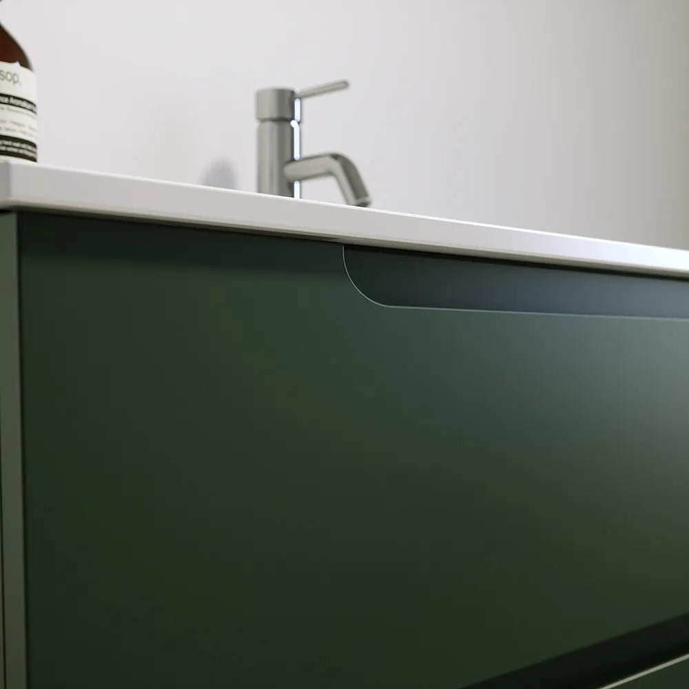 Mobile bagno sospeso 60 cm due cassetti verde foresta opaco con lavabo | Ardenne