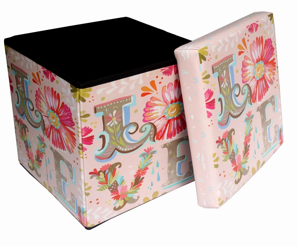Biscottini Pouf contenitore richiudibile in ecopelle Praticissimo 38x38x38 realizzato