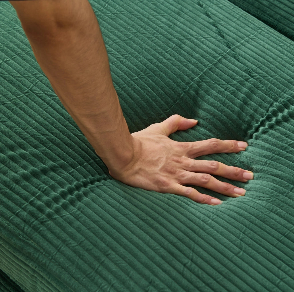 Chaise longue con vano contenitore in metallo e legno verde smeraldo