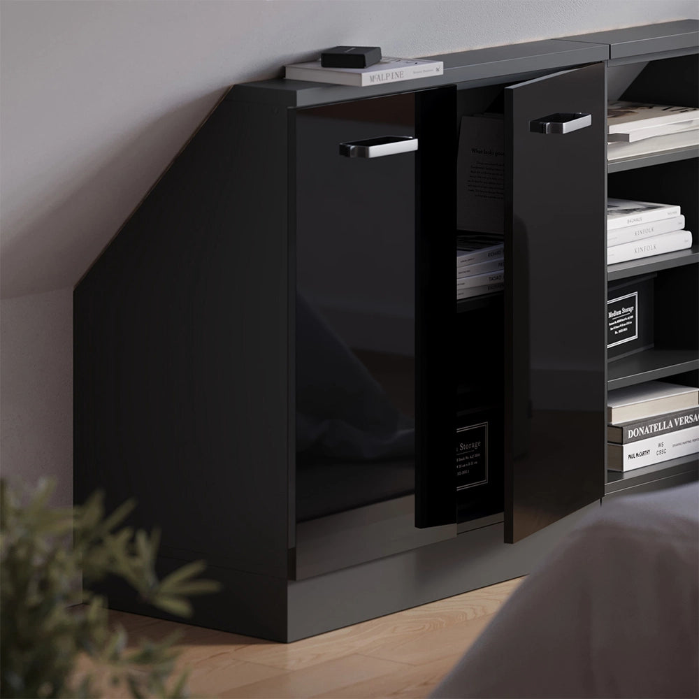 Mobile sottotetto Rion Nero lucido/Antracite con 2 porte Vicco