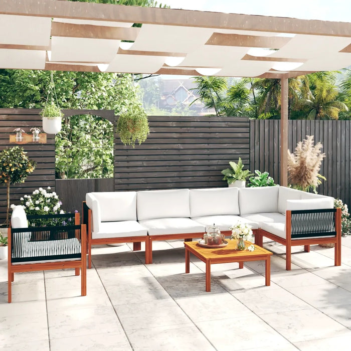 Set da giardino 7 pezzi con cuscini crema 63x63 cm 3057905