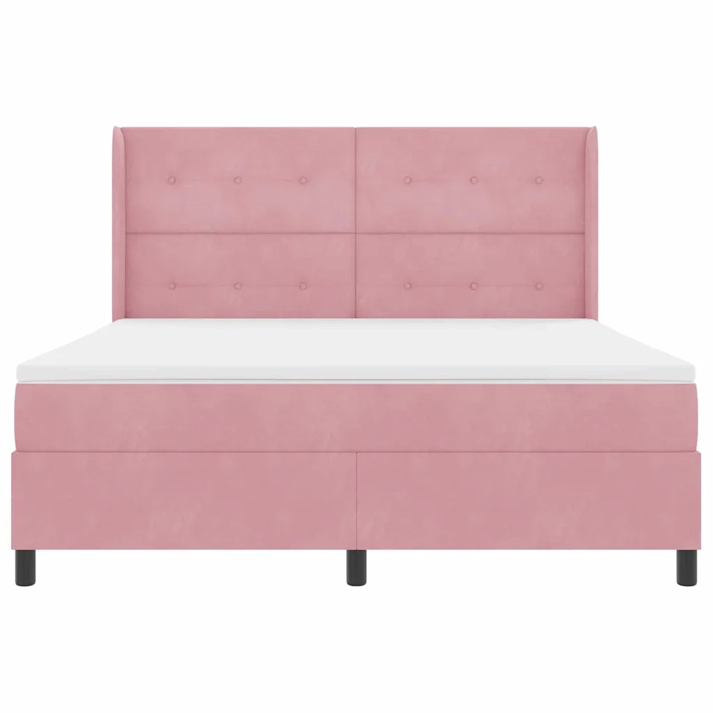 Letto a molle con materasso Rosa 180 x 200 cm Velluto 3342025
