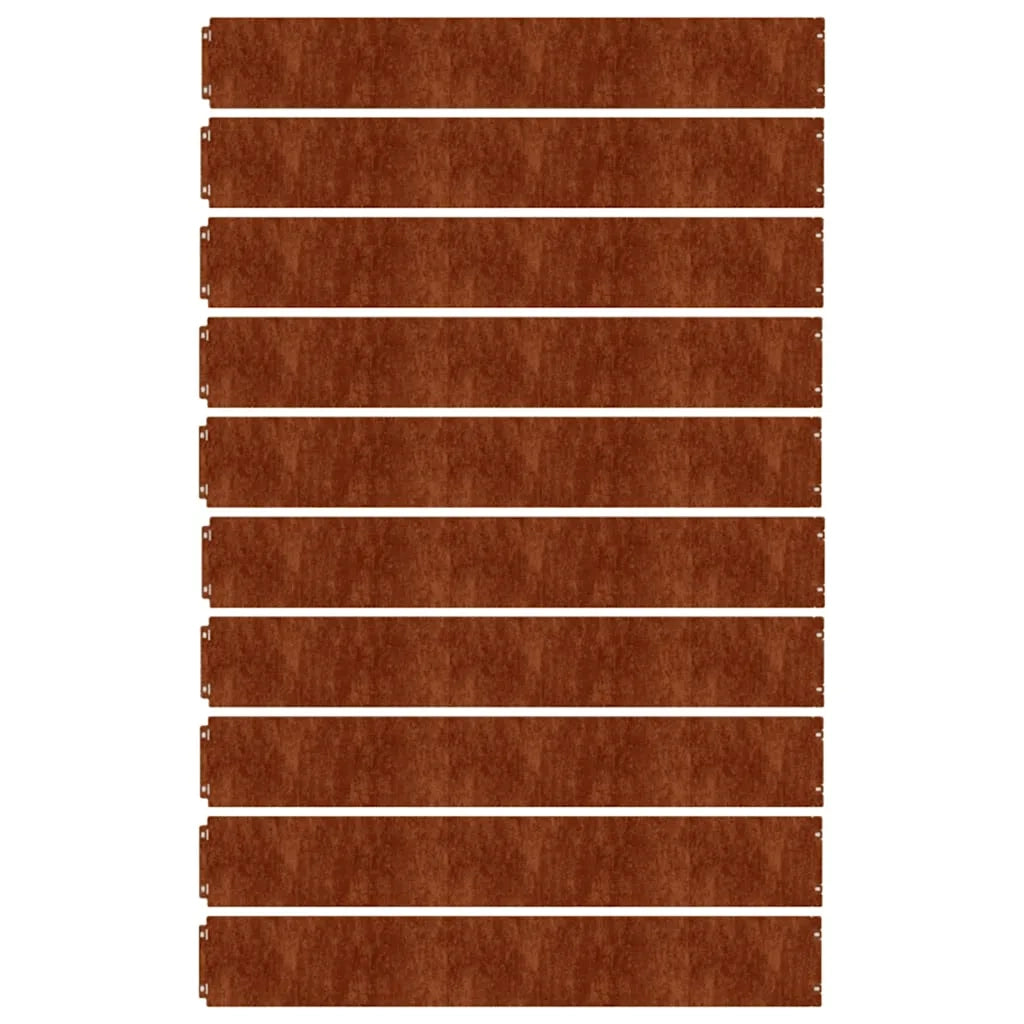 Bordure per Prato 10 pz 15x103 cm Flessibili in Acciaio Corten